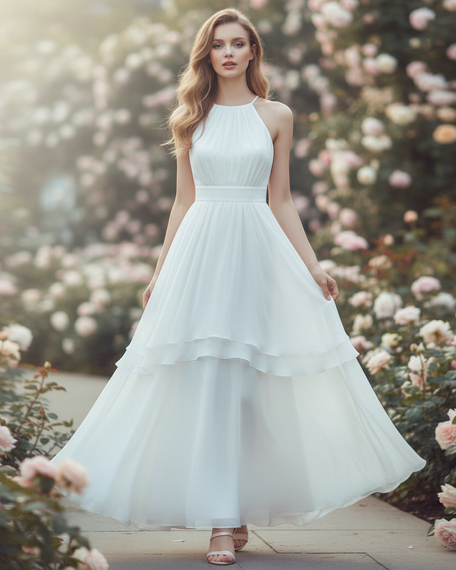 Weisses kurzes Kleid mit Neckholder - Ansicht 3