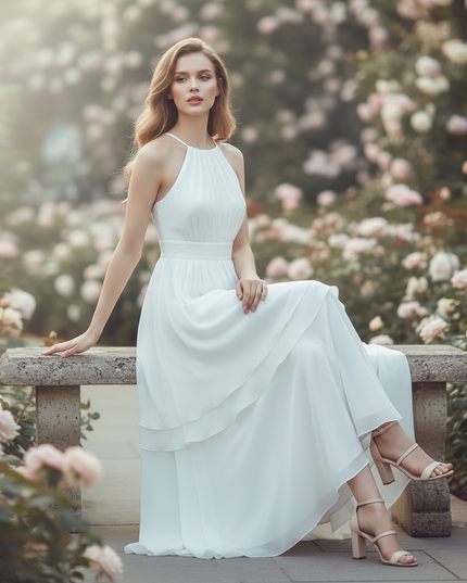 Weisses kurzes Kleid mit Neckholder - Ansicht 5