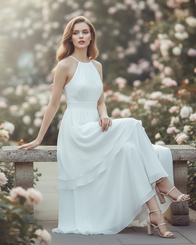 Weisses kurzes Kleid mit Neckholder - Ansicht 5