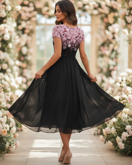 Chiffonkleid Hochzeit mit Blutenprint - Ansicht 2