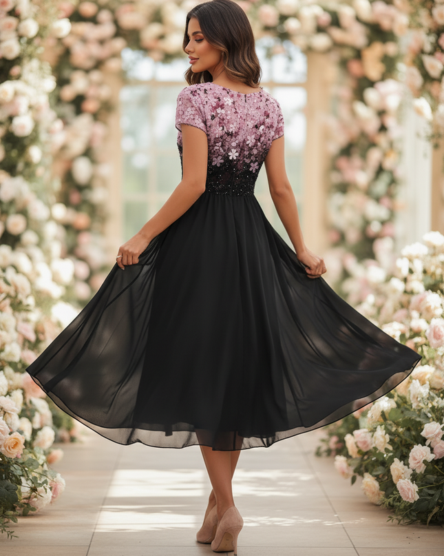 Chiffonkleid Hochzeit mit Blutenprint - Ansicht 2