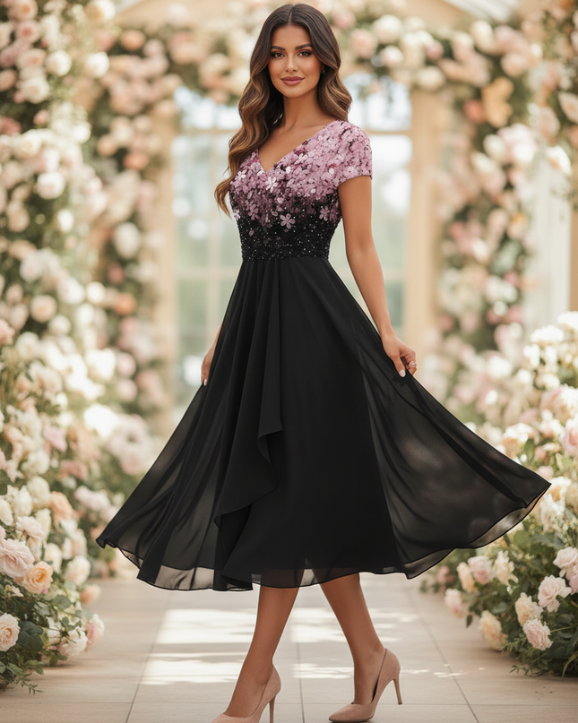 Chiffonkleid Hochzeit mit Blutenprint - Ansicht 3