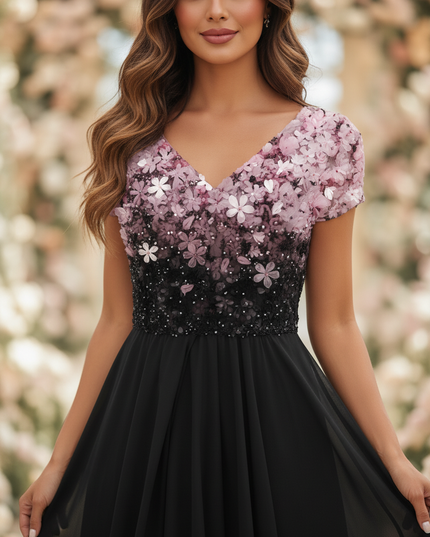 Chiffonkleid Hochzeit mit Blutenprint - Ansicht 4