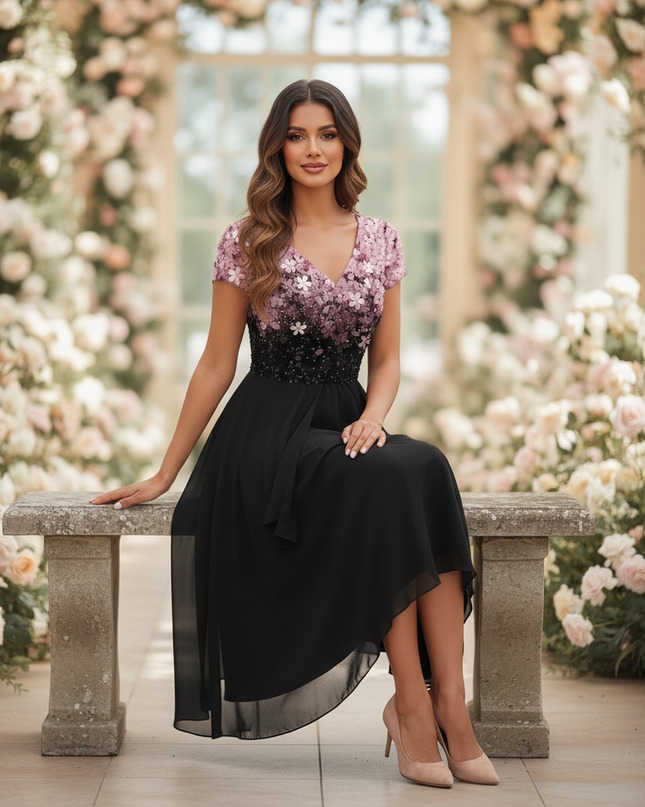 Chiffonkleid Hochzeit mit Blutenprint - Ansicht 5