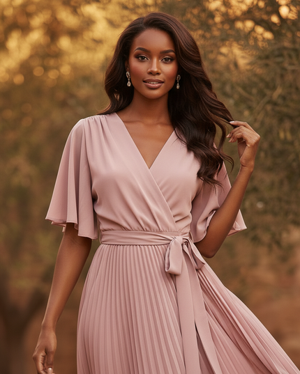 Rosa Kleid mit Plissee-Details - Ansicht 4