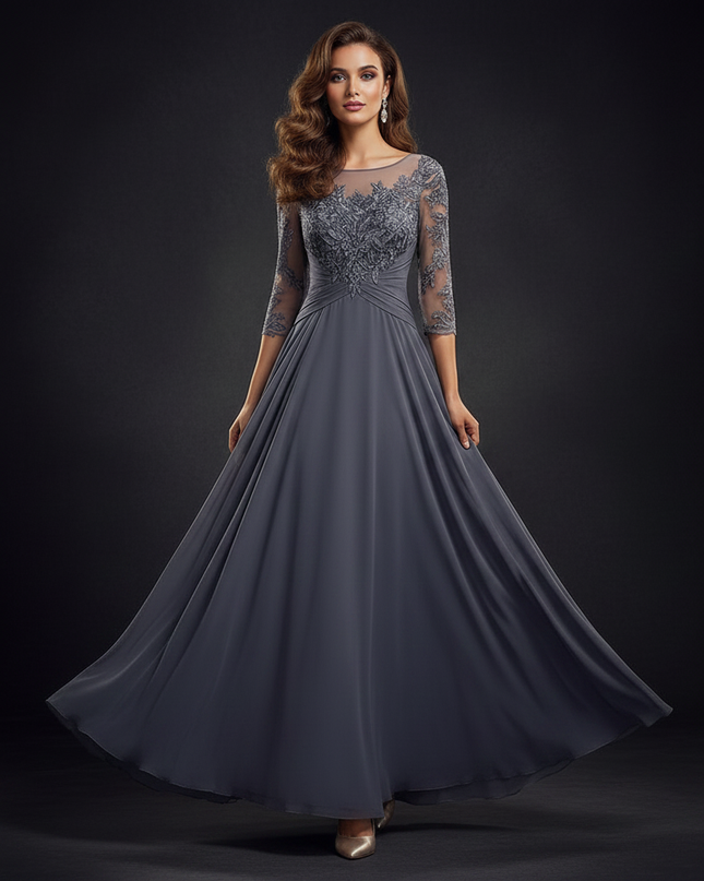 Exquisites Cocktailkleid aus Chiffon - Ansicht 3