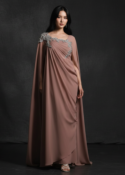 Chiffonkleid mit Cape Mauve Abendstyle - Ansicht 1