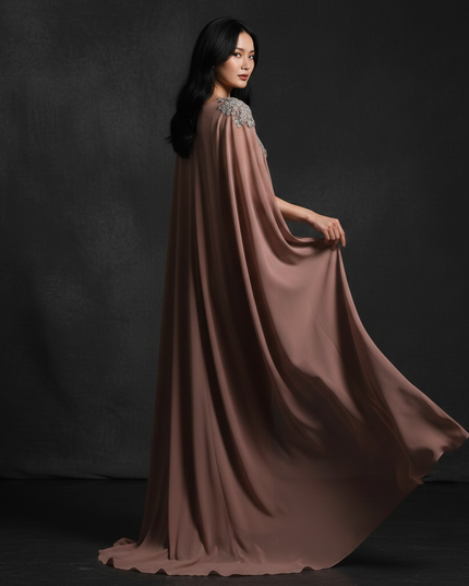 Chiffonkleid mit Cape Mauve Abendstyle - Ansicht 2