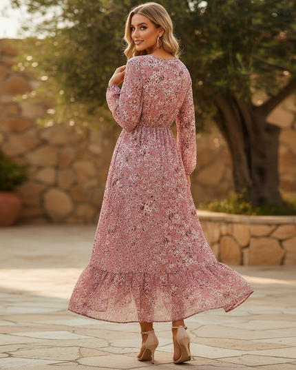 Bohemisches Chiffon Maxi Kleid in Rosa - Ansicht 2
