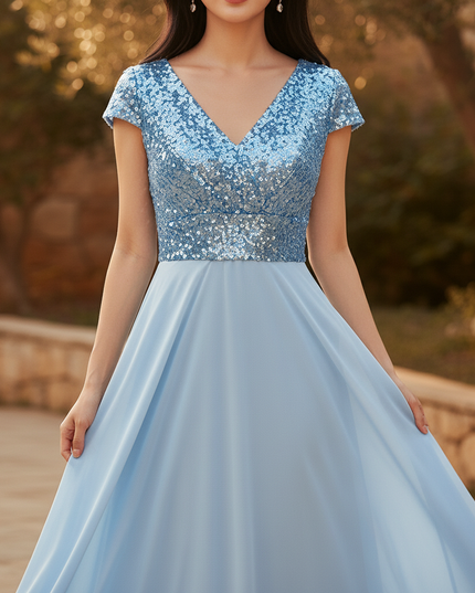 Hellblaues Chiffonkleid - Ansicht 4