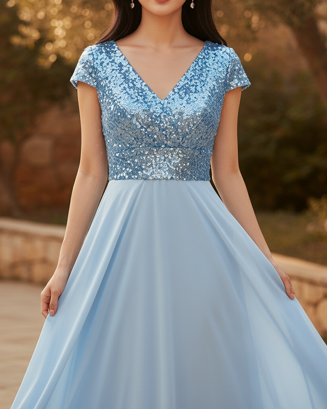 Hellblaues Chiffonkleid - Ansicht 4