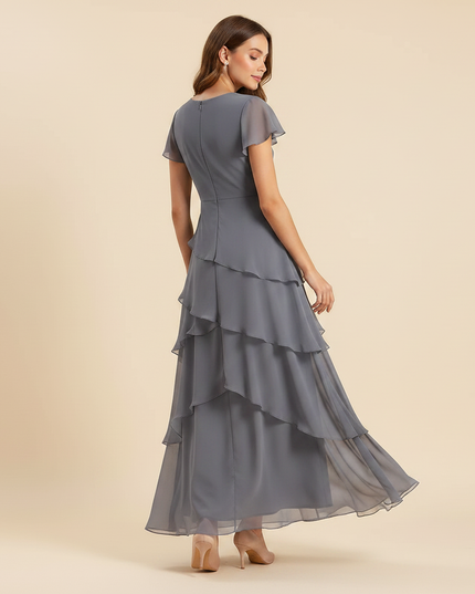 Sommerliches Chiffonkleid in Grau - Ansicht 2