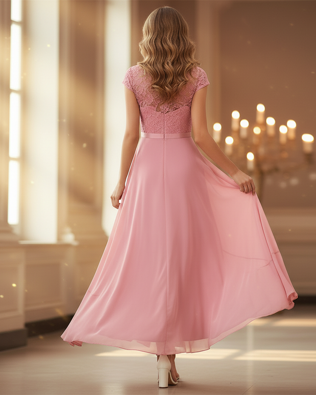 Festliches Chiffon-Midikleid in Rosa - Ansicht 2