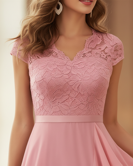 Festliches Chiffon-Midikleid in Rosa - Ansicht 4