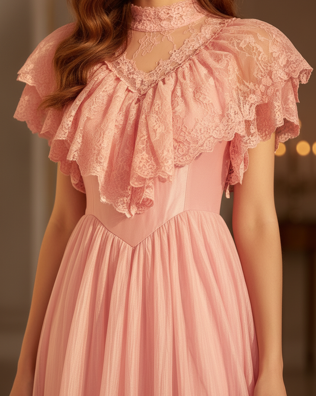 Festliches langes Chiffonkleid in Rosa - Ansicht 4