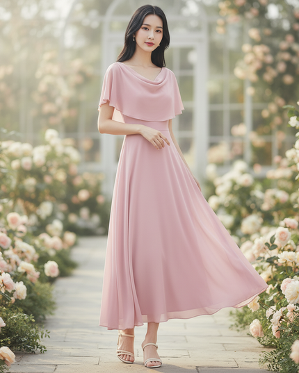 Rosa Chiffon-Midikleid - Ansicht 3