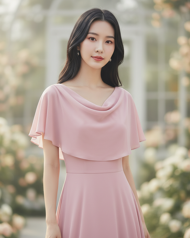 Rosa Chiffon-Midikleid - Ansicht 4