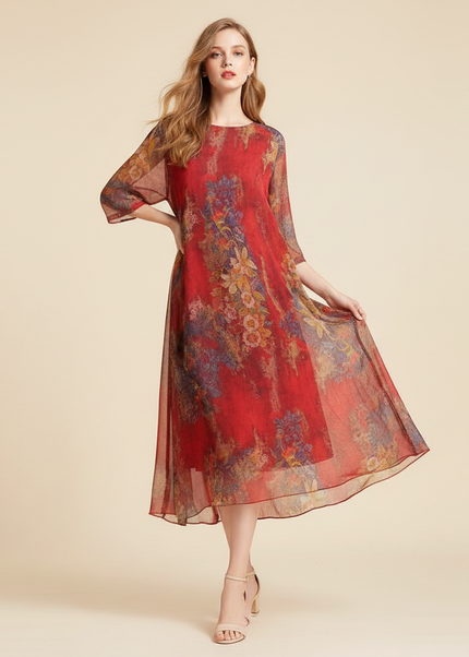 Chiffonkleid mit zartem Blumendruck - Ansicht 1