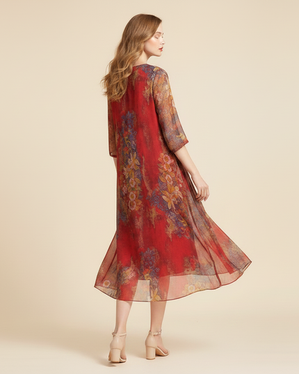Chiffonkleid mit zartem Blumendruck - Ansicht 2
