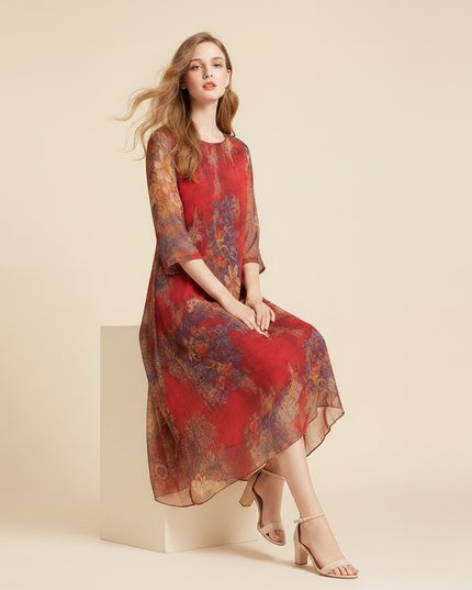 Chiffonkleid mit zartem Blumendruck - Ansicht 5