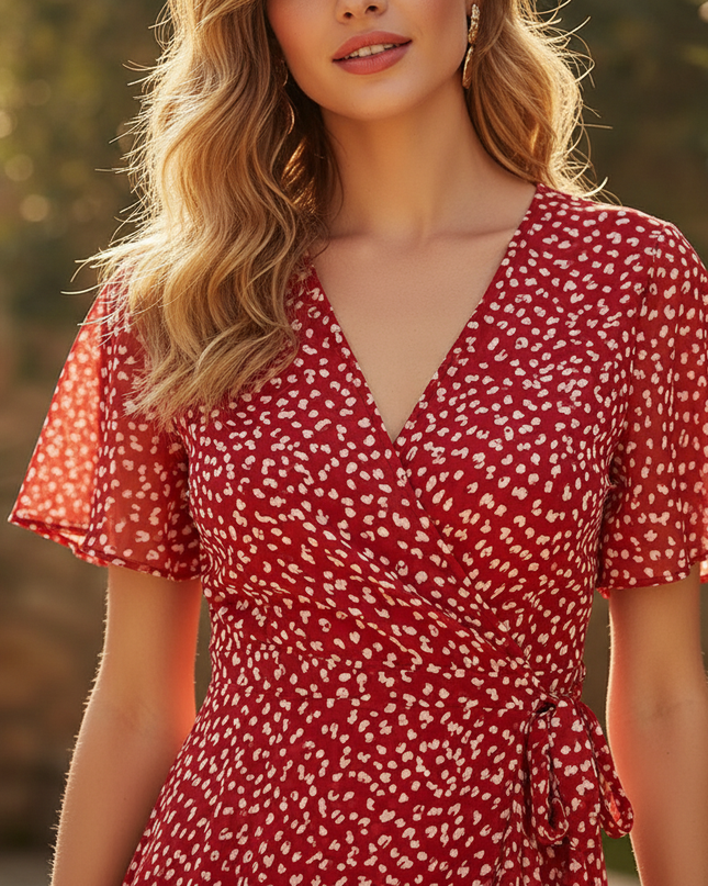 Rotes Wickelkleid aus edlem Chiffon - Ansicht 4