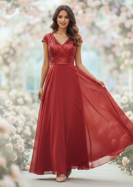 Glamouroeses Chiffonkleid mit Pailletten - Ansicht 1