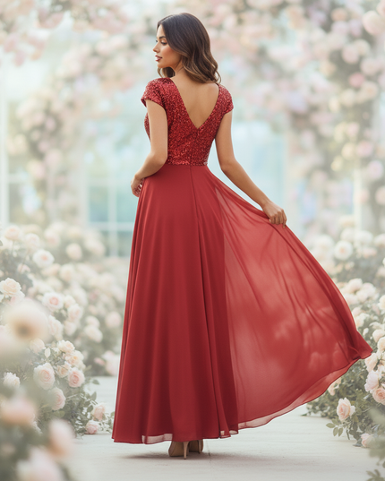 Glamouroeses Chiffonkleid mit Pailletten - Ansicht 2