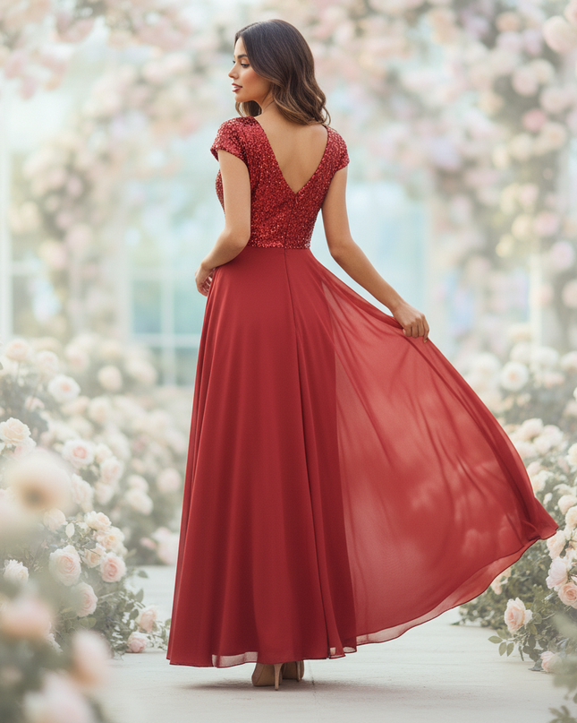 Glamouroeses Chiffonkleid mit Pailletten - Ansicht 2