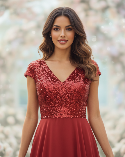 Glamouroeses Chiffonkleid mit Pailletten - Ansicht 4