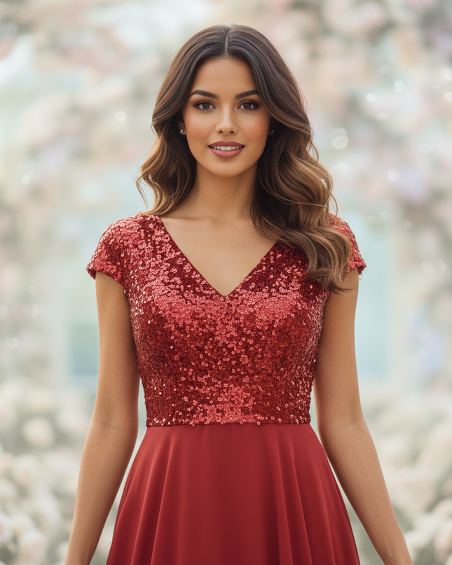 Glamouroeses Chiffonkleid mit Pailletten - Ansicht 4