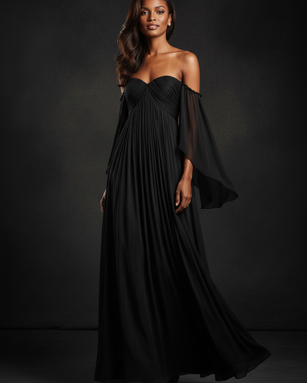 Chiffonkleid Empire in Tiefschwaerze - Ansicht 3