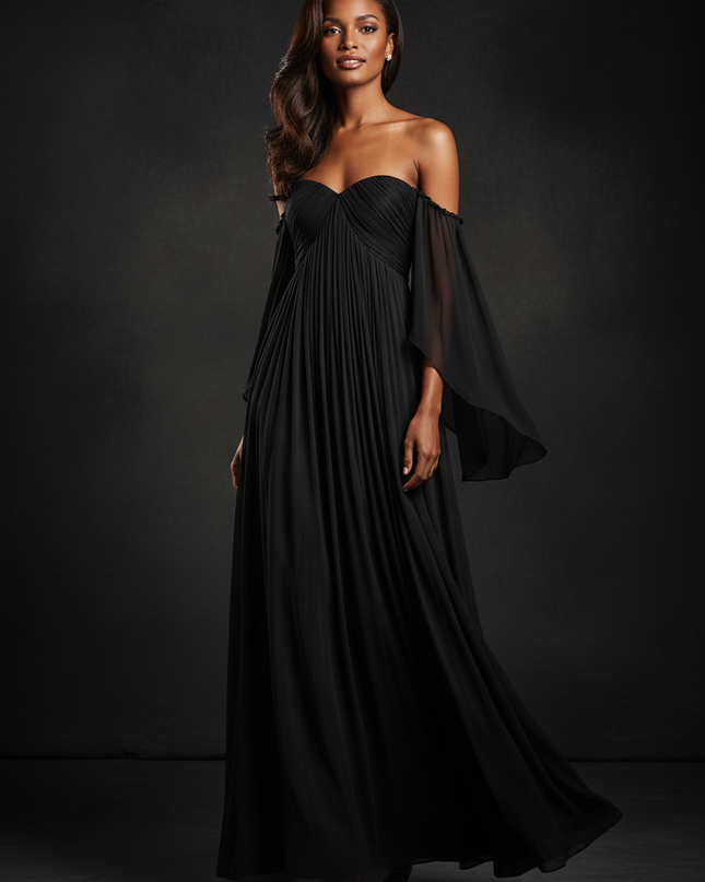 Chiffonkleid Empire in Tiefschwaerze - Ansicht 3
