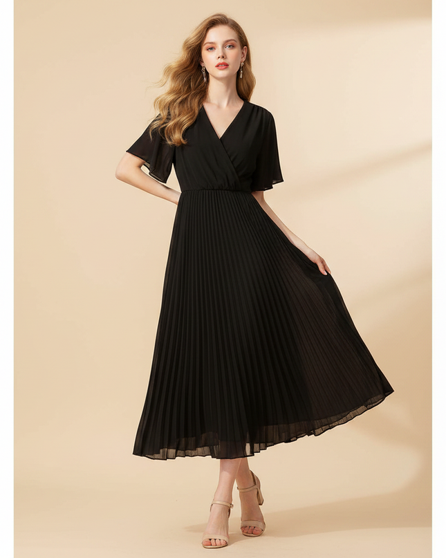 Elegantes schwarzes Chiffonkleid - Ansicht 1