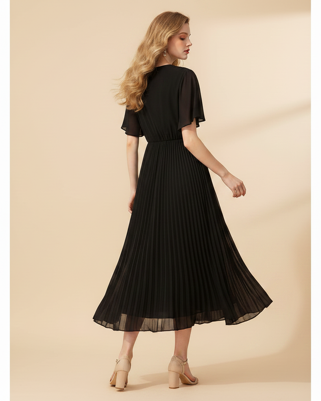 Elegantes schwarzes Chiffonkleid - Ansicht 2