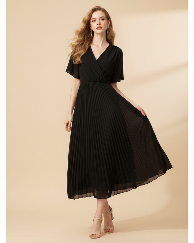 Elegantes schwarzes Chiffonkleid - Ansicht 3