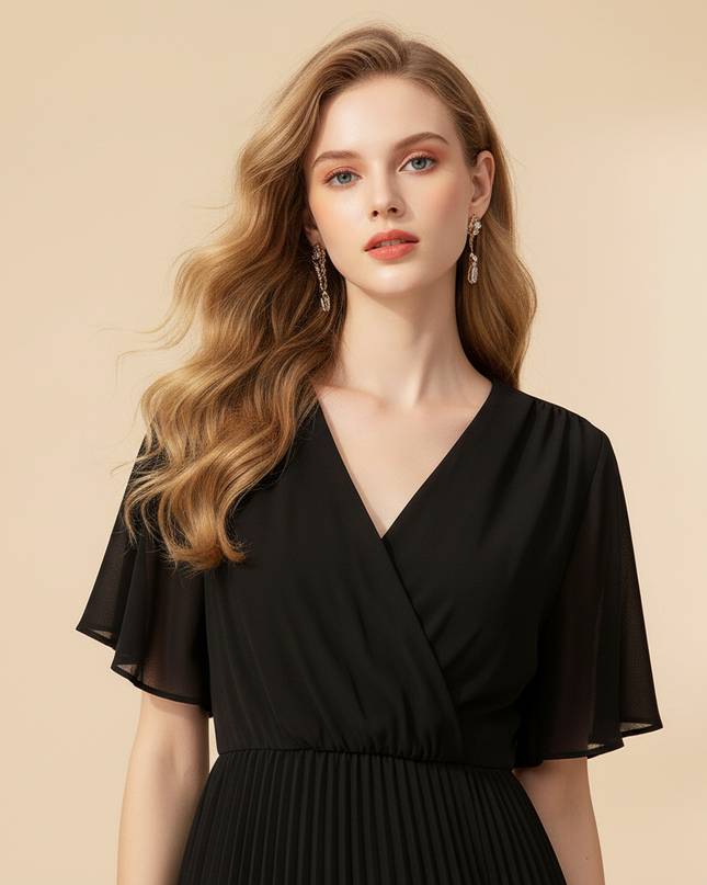 Elegantes schwarzes Chiffonkleid - Ansicht 4