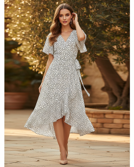 Leichtes Chiffonkleid mit Punktemuster - Ansicht 1