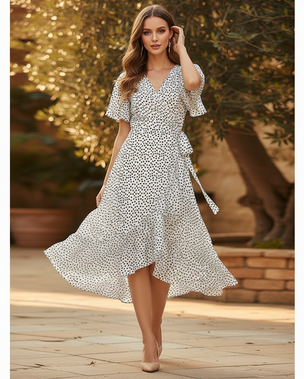 Leichtes Chiffonkleid mit Punktemuster - Ansicht 3