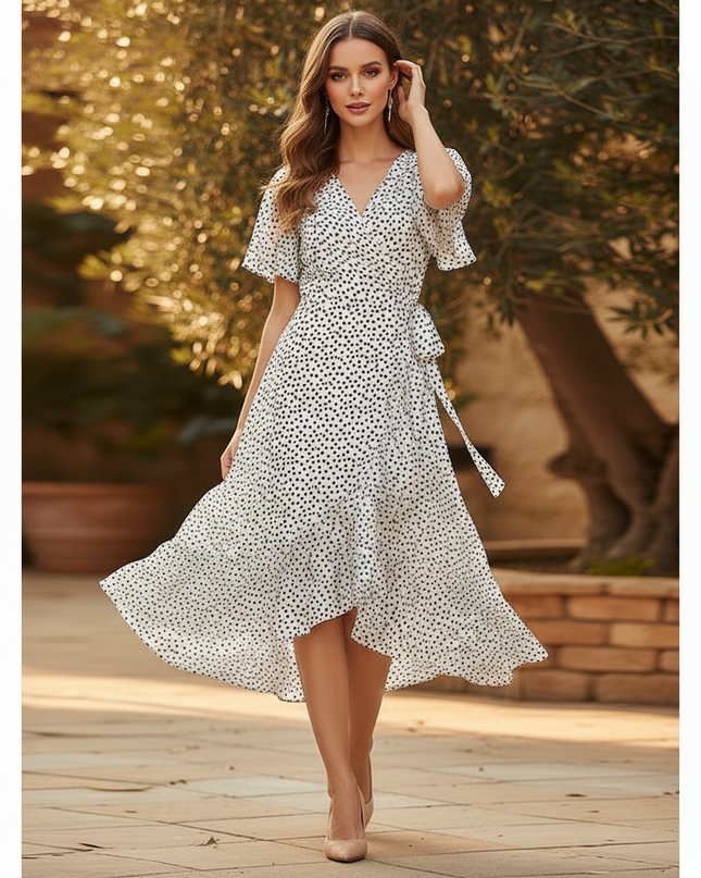 Leichtes Chiffonkleid mit Punktemuster - Ansicht 3